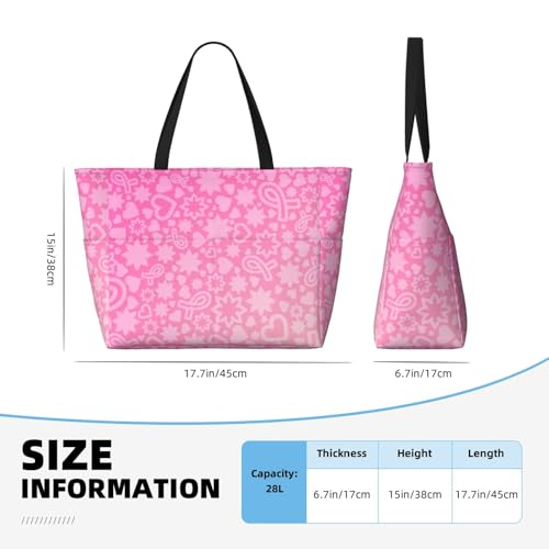 Breast Cancer Pink Ribbons Awareness Large Beach Bag Waterproof Sandproof Swim Tote Pool Bag For Women With Zipper3