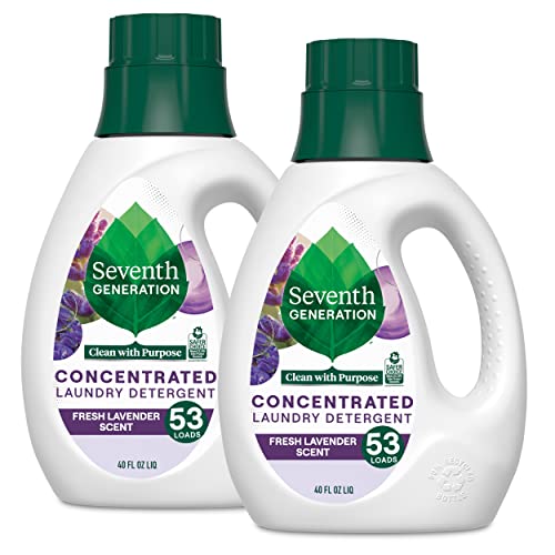 Seventh Generation Concentrated Laundry Detergent, Fresh Lavender scent, 40 oz, Pack of 2 (106 Loads)