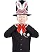 Donetuer White Rabbit Costume Set Including Rabbit Ears Top Hat, Plush Hat, Clock Glasses, Red Bowtie, Gloves for Alice in Wonderland, Halloween, Easter, Christmas, Carnival, Masquerade