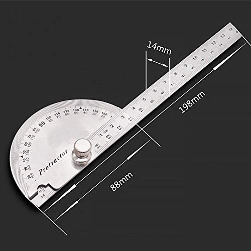 JSEIAJB 180 Degree Adjustable Protractor Multifunction Stainless Steel Roundhead Angle Ruler Mathematics Measuring Tool