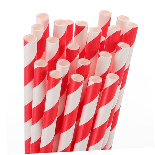 100 pitillos de papel rojos con rayas para fiesta miniatura 3