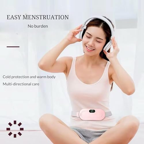Image of Heating Pad for Period Cramps, Portable Menstrual Heating Pad - Pink | Cordless Pink heating belt with 4 heat levels, 4 massage modes & rechargeable design for period pain relief
