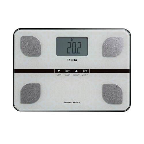 Tanita BC-732 Compact Family Body Composition Scale, Glass Weighing Scales Body Weight Monitor, Accurate Weight Scale & Body Scales, Off White Paisley