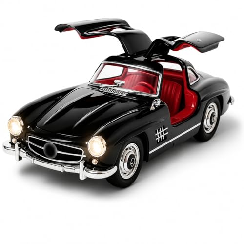 Image of Mashes Mercedes Benz 300 SL Vintage Car 1:32 Scale Model Car Exclusive Alloy Metal car Pull Back Die-cast Metal Toy Openable Doors & Light Music Best Gifts Toys【Colors as Per Stock】