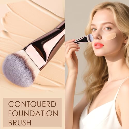 KINGMAS Makeup Brush Powder Puff Set, Foundation Concealer Contour Makeup Brushes, Flawless kabuki Brush Face Velour Puff for Foundation Blush Bronzer Contour Concealer, 3 Brushes & 3 Powder Puff 6pcs