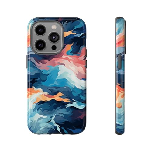 Coque rigide iPhone 14 Pro vagues multicolores finition brillante luxe