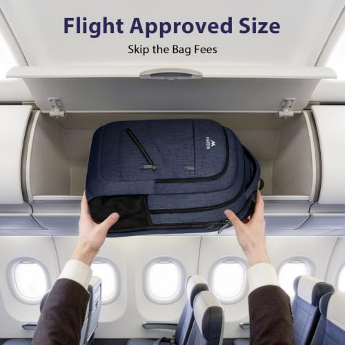 Image of MATEIN 17 inch Laptop Backpack, Large Travel Backpack Carry On Flight Approved with Trolley Sleeve, Computer Work Bag with USB Charging Port, Water Resistant Daypack for College, Dark Blue