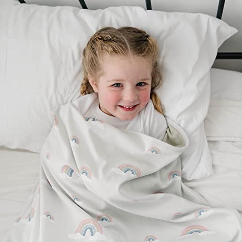 Image of Woolino Toddler Blanket - Merino Wool and Organic Cotton Baby Blanket for Girls and Boys - 4 Season - 52.5 inch x 40 inch - Rainbow