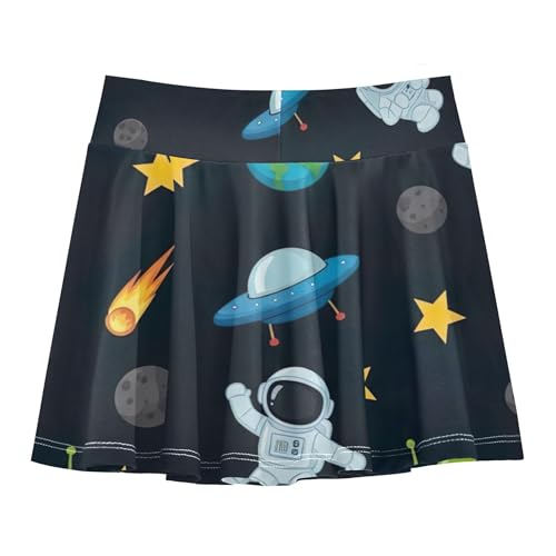 Joisal Tennis Skirts Kids Astronauts Aliens Star Black Girls Skorts Athletic Shorts Dance School 4t2