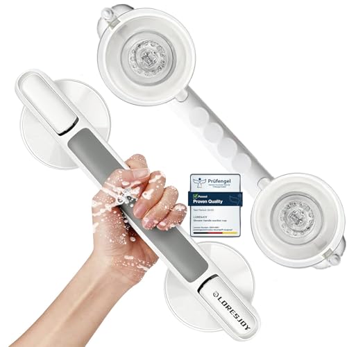 Agarraderas Baño Para Personas Mayores, Asa De Seguridad Para Baño, Asidero Baño Con Ventosa, Barra De Apoyo Antideslizante Para Ancianos Para Bañeras, Ducha, WC (2pcs)