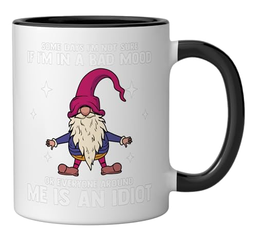 Funny Gnome Some Days I’m Not Sure If I’m In A Bad Mood Ceramic Mug, Black/White