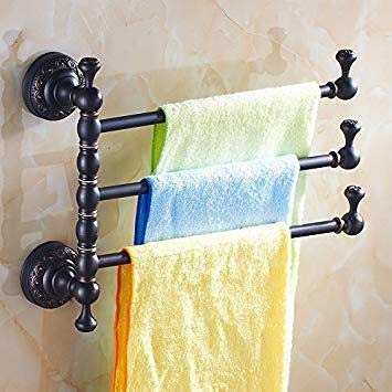 KAISIMYS Handtuchhalter Wandbadezimmer Wandbadezimmer Freistehender Handtuchhalter Handtuchhalter, Wandhalterung, Badablage, europäisches Retro, Regal, 4 rotierende Stangen 30 * 33 cm (Größe: C) Cover