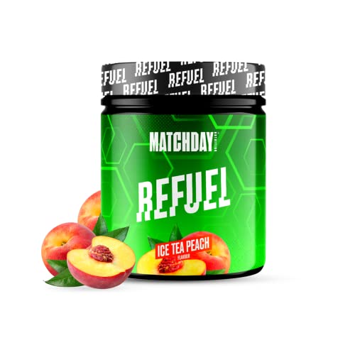 Matchday Nutrition Refuel I Bessere Regeneration speziell für Fußballer I Kohlenhydrate, Aminosäuren & Vitamine gegen Muskelkater (Ice Tea Pfirsich)