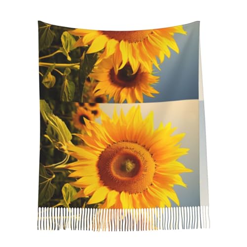 Écharpe tournesol noire à pompons longue et tendance - 6