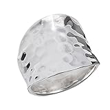 Concave Hammered Wide Fashion Large Ring New 925 Sterling Silver Band Size 10