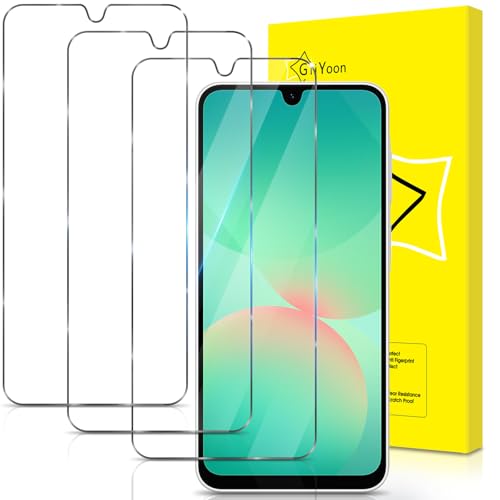 GiiYoon-3 Piezas Protector de Pantalla para Samsung Galaxy A26 5G Cristal Templado, [Sin Burbujas] [Cobertura Completa] [9H Dureza] Vidrio Templado HD Protector Pantalla para Samsung Galaxy A26