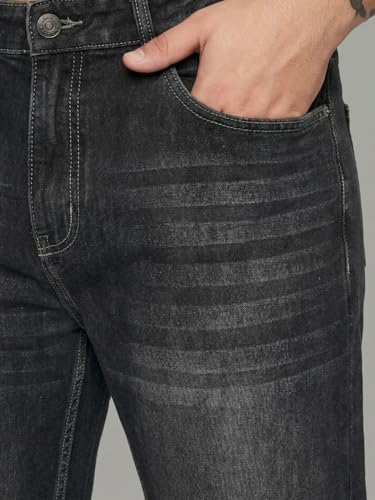 Image of Urbano Plus Men's Relaxed Fit Washed Denim Jeans Non-Stretchable