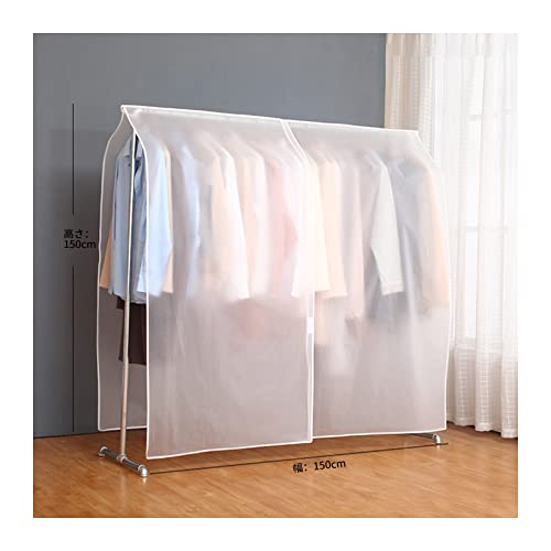 ALLMIRA ハンガーラックカバー 幅150*丈150 洋服カバー 衣類カバー 防虫防カビ ロング 半透明 ファスナー開閉式 ロープ固定 室内ハンガー 洋服カバー 洗える 耐久性 PEVA 繰り返す使用可能 型崩れ防止 防塵 防湿 防カビ 衣類収納袋 衣類収納ケース 取付簡単