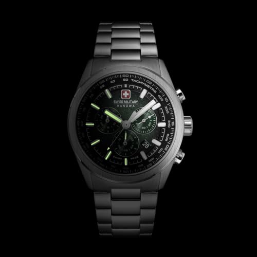 Image of Swiss Military Hanowa SMWGI0004206 Pioneer - Swiss Made Round Green Chronograph - Watch for Men