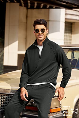 Coofandy Men's Tracksuit 2 Piece Relaxed Fit Half-Zip Sweatsuits Athletic Running Jogging Suit Sets #TOP1