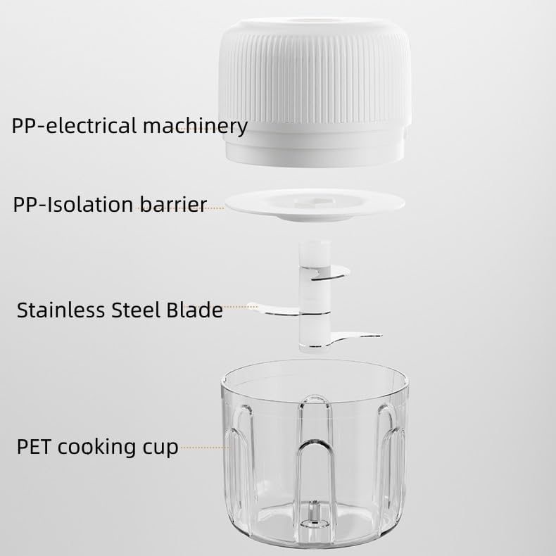 ELECTRIC GARLIC MINCE, 250ML Food Chopper USB, Mini Vegetable Chopper, Garlic Mincer, Onion Chopper, Portable Small Food Processor (white)