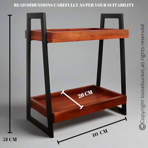 Image of Premium Linea Wooden Kitchen Organizer /Countertop Kitchen Storage Rack /Spice Rack /Shelf /Wooden Organizer /Living Room Organizer,Big(40 L x 26 W x 51 H Centimeters)