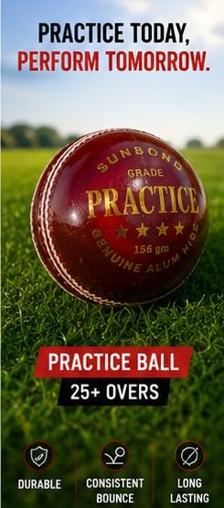Sunbond Practice Red Leather Cricket Ball Hand-Stitched 156gm | Genuine Leather, Consistent Bounce, 25+ Overs Durable, Cork Core, Net & Club Training-image-24