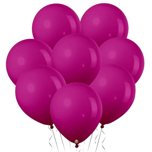 Image of AFTERLOON Biodegradable Natural Rubber Latex Mini Balloons 50 pcs Magenta 5 Inch, Plastic-Free Alternative Matte Color Durable Thickened Extra Strong Helium Float, Garland Arch Wedding Decor