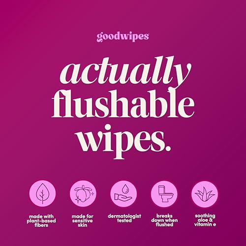 Image of goodwipes Flushable Wipes for Women - Rosewater Individually Wrapped Travel Butt Wipes To Go, Mini Purse & Festival Essentials for Adults, pH Balanced for Feminine Hygiene, 32 Count (1 Pack)