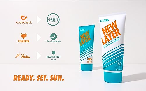 NEW LAYER Sunscreen | SPF 50+ | Pro Vitamin D | Fast absorbing | Long lasting | Free of microplastic | Reef-friendly | Free of oxybenzone & octocrylene | Water resistant | Climate neutral (200ml) - Image 7