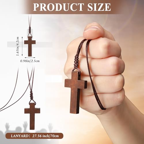 Wood Cross Necklace Bulk for Men Women Gift Bible Verse Party Favor Wood Cross Pendant Crucifix on Cord2