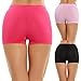 Ekouaer Panty Womens 3 Pack Comfort Covered Waistband Panties,Black/Pink/Rosered,Medium