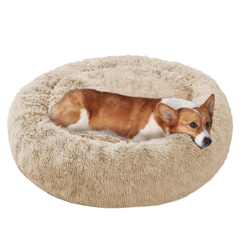 Image of JOLLYVOGUE Dog Bed, Calming Anti-Anxiety Large Dog Bed, Fluffy Donut Cushion for Medium and Large Pets (27 inch /30 inch /36 inch)