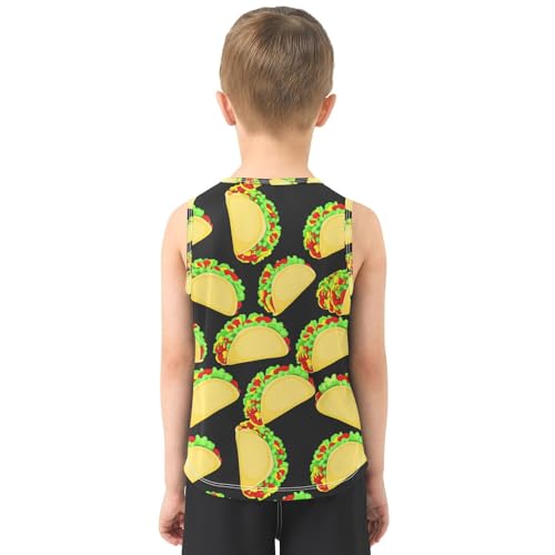 J JOYSAY Cartoon Taco Food Black Boys Tank Top Sleeveless Muscle Shirts Quick Dry Kids T-Shirts 3-15T3