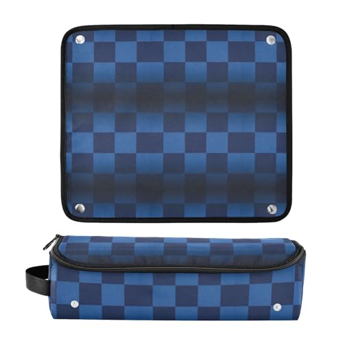 Bolsa de viaje para herramientas de cabello para mujeres y tapete resistente al calor, organizador portátil para herramientas de peinado calientes como planchas, rizadores, volumizadores, estilo degradado azul marino miniatura 3