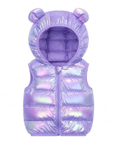 JiAmy Chaleco acolchado infantil para niñas y niños, talla 86-128, morado, 92