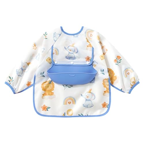 Bavoir À Manches Longues - Bavoirs De Repas Bébé Avec Manches, Tablier Imperméable Lavable En Machiâ€¦ – Vignette