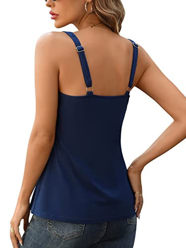 Image of V FOR CITY Tank Top for Women with Built-in Padded Bra Adjustable Wide Strap Camisole Cotton Cami Shirts