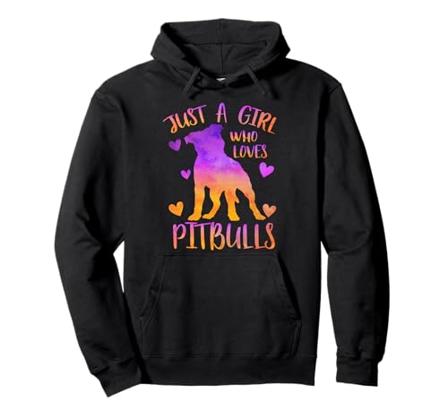 Just a Girl Who Loves Pitbulls - lindo amante do cão Pitbull camisola com capuz, Preto