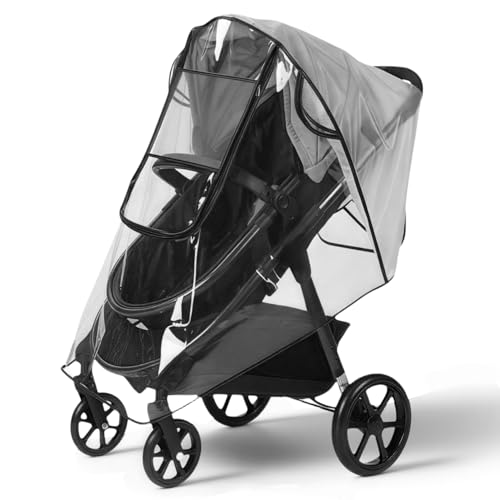 Plastico Lluvia Silla Paseo Universal, Protector Lluvia Carro Bebe Universal, Stroller Rain Cover con ventana de contacto y cremallera, Resistente al viento y a la lluvia, sin contaminantes