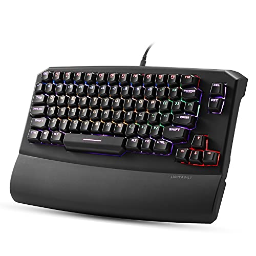 LIGHTSALT Kurve - 79 Keys Ergonomic Mechanical Keyboard, True RGB Backlit, Wired USB Keyboards with Magnetic Wrist Rest, Programmable Software and Macro Functionality - (Brown Switches, Black)