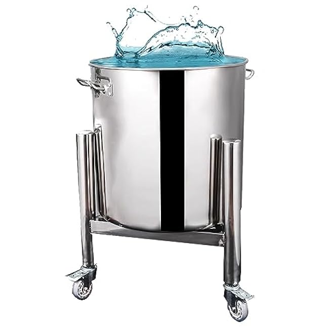 Kitchen Base Thermal Bucket Bracket, Thick Stainless Steel Bucket Rack, Thermal Bucket Mobile Rack, Soup Pot Mobile Trolley, Multi-Functional Heavy-Duty Trolley (Silver b)-Y2UHM8bl