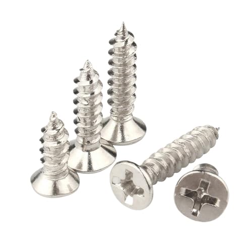 Tornillos autorroscantes de cabeza plana, Tornillo autorroscante de cabeza plana cruzada Muebles acero inoxidable M3 .5 (6-50) mm 10 piezas(8mm X10pcs,M3)