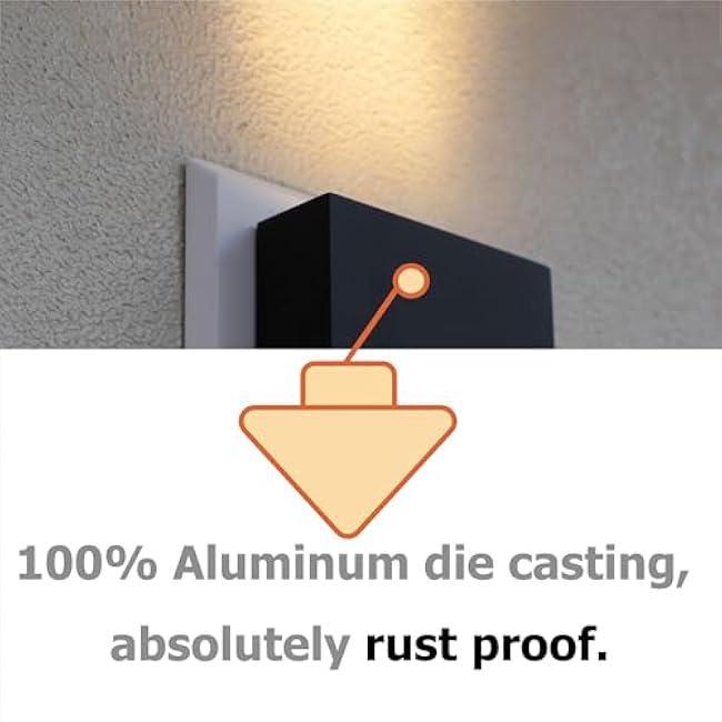 Modern LED Wall Sconce Outdoor Up Down Wall Lamp, Black Aluminum Waterproof Wall Lights Exterior Light Fixtures 450LM 3000K Hallway Wall Lighting for Porch Front Door Garden Yard Patio