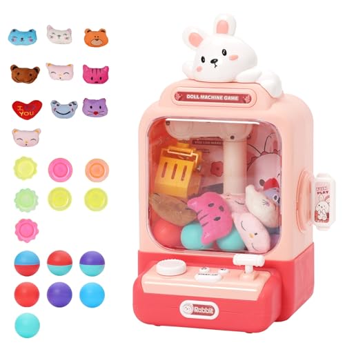 Maycoly Mini Candy Doll Grabber Machine,10 Muñecos y 10 Cápsulas Sorpresa,Música Candy Grabber Agarrador de Caramelos Mini Máquina,Apto para Niños y Niñas Mayores de 3 Años