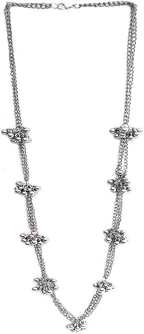 Statement Ethnic Indian Stylish Silver Oxidized Multilayer Boho Gypsy Long Necklace Jewelry - Image 4