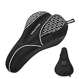 FUCNEN Gel-Sitzbezug für Fahrrad, Gel, Fahrradsitzbezug, gepolstert, Komfort-Gel-Sattelbezug für Fahrrad, schmales Sattelkissen für Mountain/Road/Training/Spin-Fahrräder für Damen und Herren, Weiß