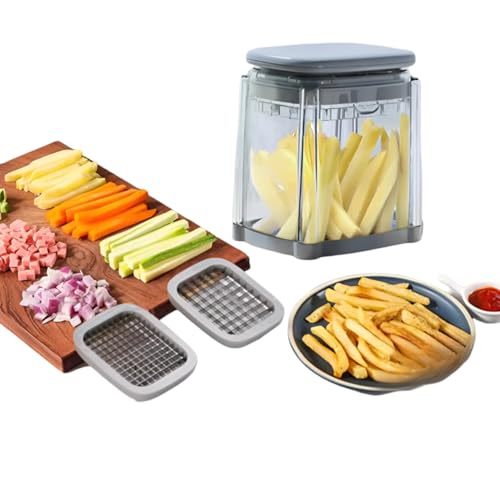 Cortador de patatas, picadora de verduras y cortador de frutas - Para patatas, cebollas, zanahorias - Cortadora de mandolina, Utensilios de cocina versátiles - CULINISTA