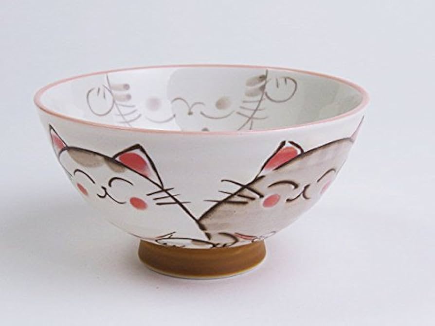 新品　美濃焼　猫にまり　茶碗　猫　ねこ　ネコ 猫飯碗(猫にまり茶碗)小 | マスノヤ衣料品店・マスノヤ猫雑貨店