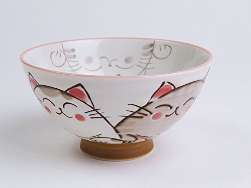 Amazon | 美濃焼 茶碗 飯碗 ごはん 小 中平 猫 ねこ ネコ 赤